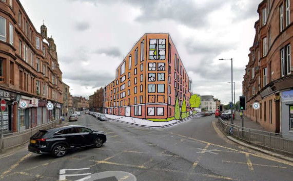 7 storey red finish modern block of flats