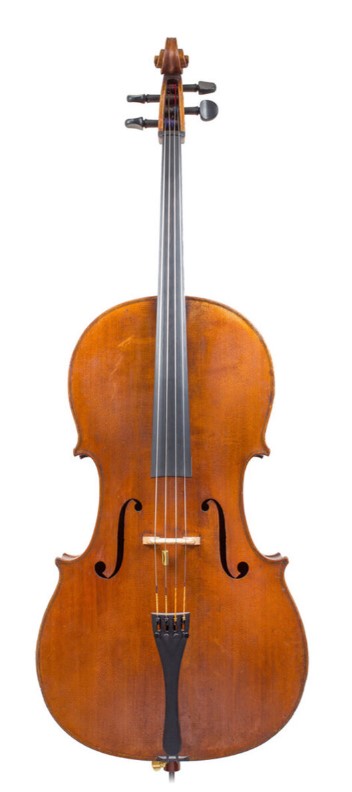 Frontal view of a James Briggs cello
