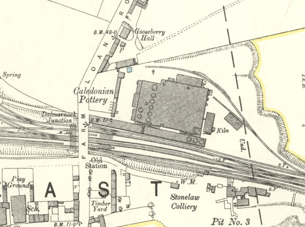 OS map of factory north of Rutherglen, across the railway line