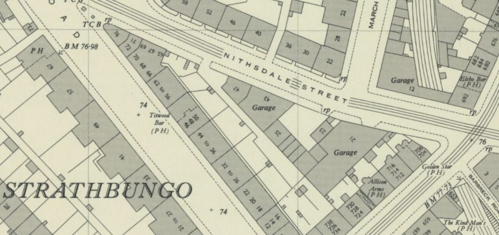 OS map showing commercial buildings on Nithsdale Street