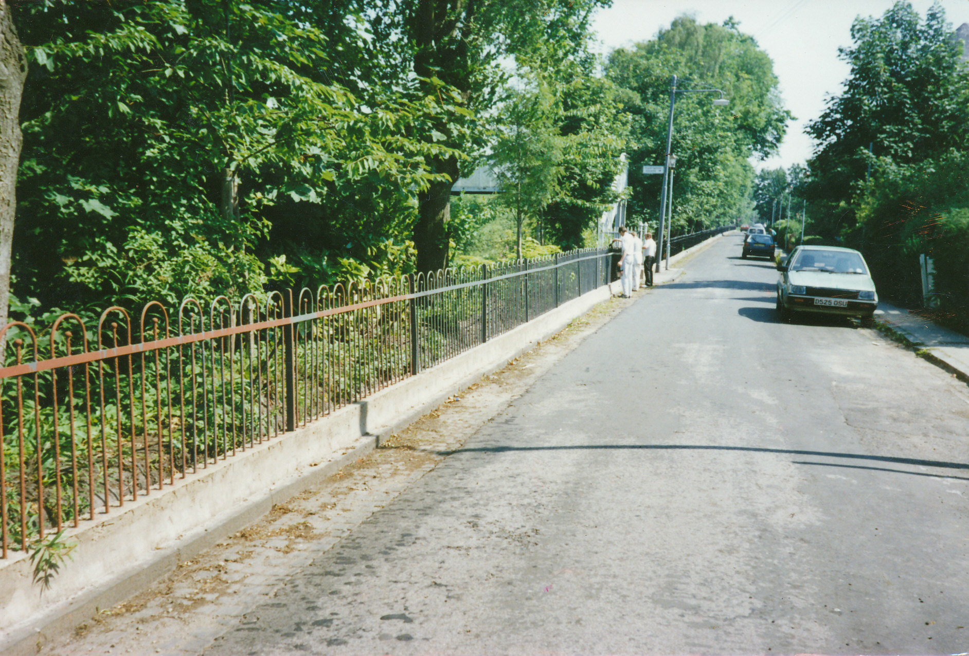Railings after fence and concrete repair and painting, circa 1990