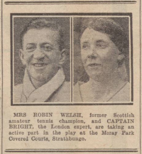 Tennis coaches at Moray Park, Mrs Robin Welsh and Captain Bright.