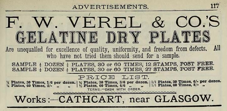 Advert Gelatine Dry Plates